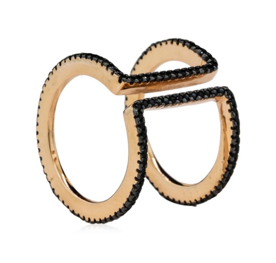 Black Double CZ Circle Ring - Rose Gold Plated