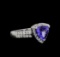 1.90 ctw Tanzanite and Diamond Ring - 14KT White Gold