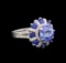 14KT White Gold 2.49 ctw Tanzanite, Sapphire and Diamond Ring