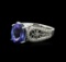 14KT White Gold 4.17 ctw Tanzanite and Diamond Ring