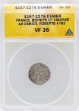 1157-1276 France Denier Bishops of Valence Coin ANACS VF35