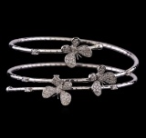 1.18 ctw Diamond Cuff Bracelet - 14KT White Gold