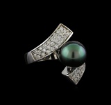 Pearl and Diamond Ring - 14KT White Gold