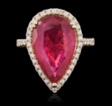 9.84 ctw Ruby and Diamond Ring - 14KT Yellow Gold