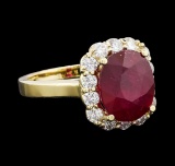 6.15 ctw Ruby and Diamond Ring - 14KT Yellow Gold