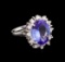 6.55 ctw Tanzanite and Diamond Ring - 14KT White Gold