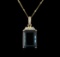 14KT Yellow Gold 31.41 ctw Topaz and Diamond Pendant With Chain