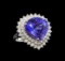 GIA Cert 19.04 ctw Tanzanite and Diamond Ring - 14KT White Gold