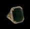 14KT Yellow Gold 15.27 ctw Emerald and Diamond Ring