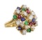 7.08 ctw Ruby, Emerald, Sapphire, and Diamond Ring - 18KT Yellow Gold and Platin
