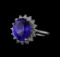 8.04 ctw Tanzanite and Diamond Ring - 14KT White Gold