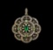 0.69 ctw Emerald and Diamond Pendant - 18KT Yellow Gold