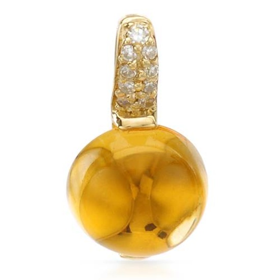 14k Yellow Gold  2.58CTW Citrine and Diamond Pendant