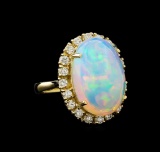 16.90 ctw Opal and Diamond Ring - 14KT Yellow Gold