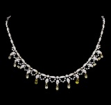 4.83 ctw Diamond and Yellow Sapphire Necklace - 18KT White Gold