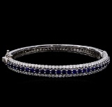 3.40 ctw Sapphire and Diamond Bracelet - 14KT White Gold