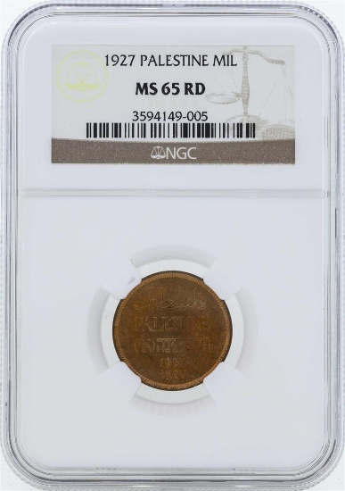 1927 Palestine Mil Coin NGC MS65RD