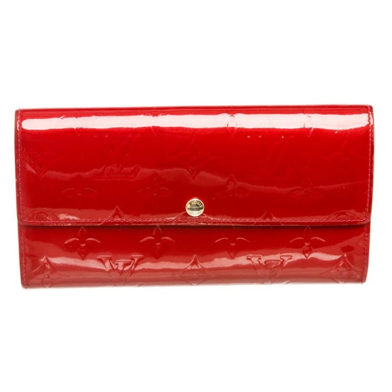 Louis Vuitton Red Monogram Vernis Leather Sarah Wallet