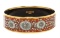 Hermes Brown White Multicolor Enamel Gold Plated Bangle Bracelet