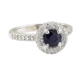 1.86 ctw Sapphire and Diamond Ring - 18KT White Gold