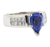 3.72 ctw Tanzanite And Diamond Ring - Platinum