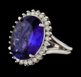 14.35 ctw Tanzanite and Diamond Ring - 14KT White Gold