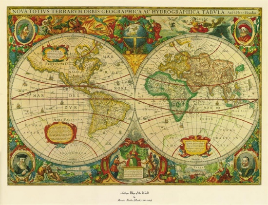 Antique Map of the World on Canvas