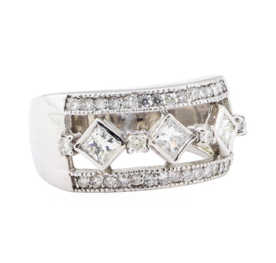 1.00 ctw Diamond Wide Band Ring - 14KT White Gold