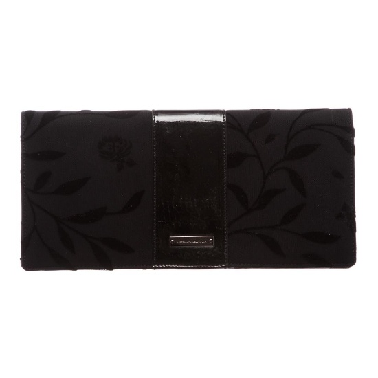 Alessandro Dell'Acqua Black Floral Fabric Clutch Handbag