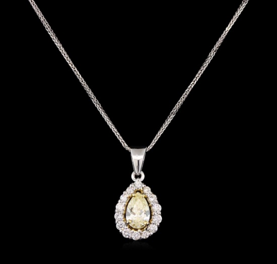 1.42 ctw Diamond Pendant With Chain - 14KT White Gold