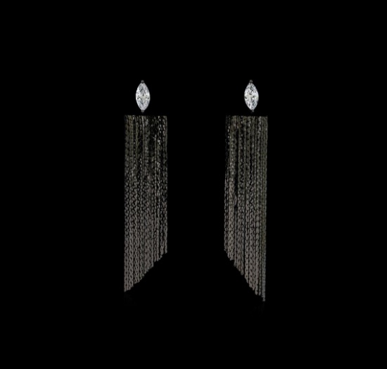 Dangle Crystal Teardrop Earrings - Black Rhodium Plated