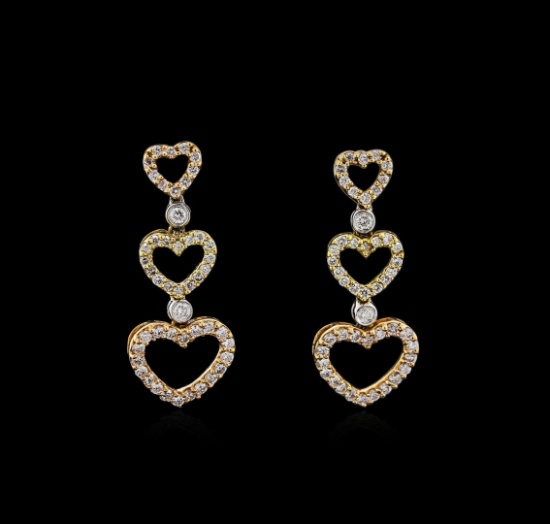 1.33 ctw Diamond Earrings - 18KT Two-Tone Gold