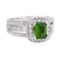 2.05 ctw Apatite Stone And Diamond Ring - 14KT White Gold
