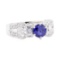 1.45 ctw Sapphire And Diamond Ring - 18KT White Gold