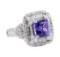 4.25 ctw Tanzanite and Diamond Ring - 14KT White Gold