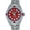 Rolex Ladies Stainless Steel Red Diamond & Ruby 26MM Datejust Wristwatch