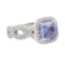2.48 ctw Sapphire and Diamond Ring - 14KT White Gold