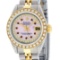 Rolex Ladies 2 Tone 14K Pink MOP Ruby String Diamond Datejust Wristwatch