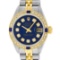 Rolex Ladies 2 Tone Blue Diamond & Sapphire Datejust Wristwatch