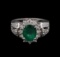 1.92 ctw Emerald and Diamond Ring - 14KT White Gold