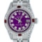 Rolex Ladies Stainless Steel 26MM Purple String Diamond Lugs Datejust Wristwatch