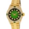 Rolex Ladies 18K Yellow Gold Green Vignette Diamond And Emerald President Wristw