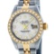 Rolex Ladies 2 Tone 14K Silver VS Diamond Datejust Wristwatch