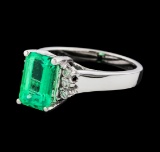 2.17 ctw Emerald and Diamond Ring - 14KT White Gold