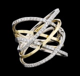 0.75 ctw Diamond Ring - 14KT White and Yellow Gold