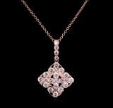1.75 ctw Diamond Pendant With Chain - 14KT Rose Gold