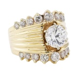 5.40 ctw Cubic Zirconia and Diamond Ring - 14KT Yellow Gold