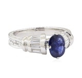 1.85 ctw Sapphire and Diamond Ring - 18KT White Gold