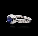 14KT White Gold 1.09 ctw Sapphire and Diamond Ring