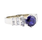 2.21 ctw Sapphire And Diamond Ring - 14KT White Gold